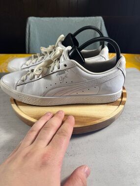 Puma White Leather Low-Top Sneakers